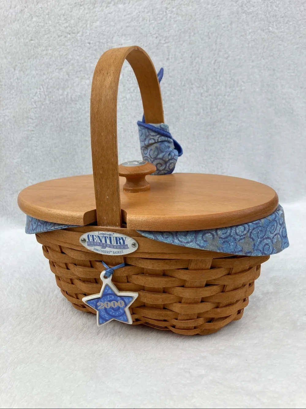 VTG Longaberger Century Celebration 2000 Cheers Basket with Lid 8”